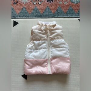 Just Lizzy|Baby girl,toddler light Pink and White Puffer Vest•Full zip,size 24M